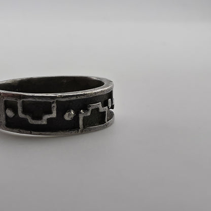 Vintage Sterling Silver Southwestern Band Ring Geometric Pattern Size 5 Jewelry