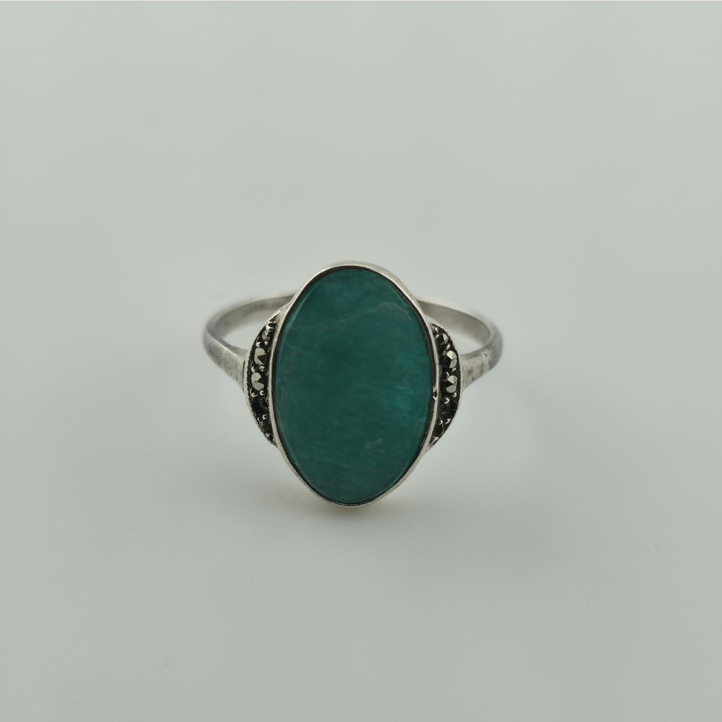 Birks Sterling Silver Green Stone Ring Size 6.5 Vintage