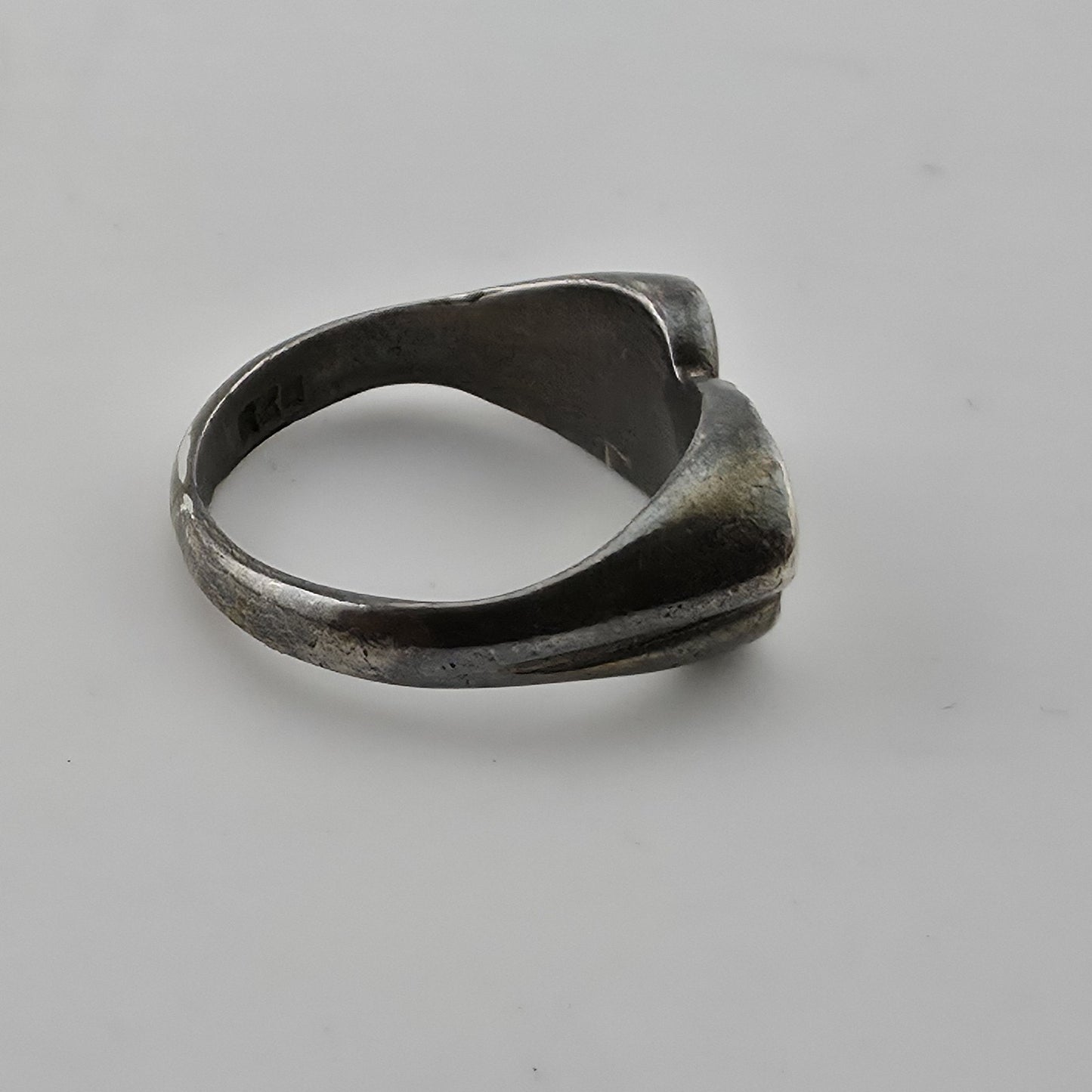 Sterling Silver Double Heart Ring Ribbed Design EFS 925 Sz 6.5 Vintage modernist