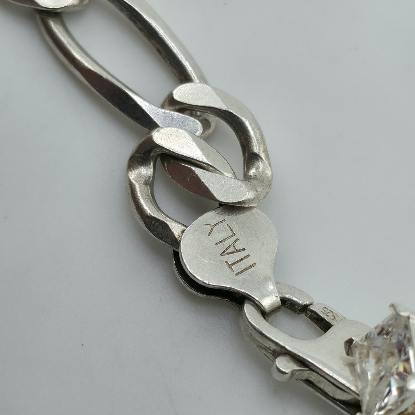 Sterling Silver Figaro Link Chain Necklace 52.9g 26 inches Italy 925 Vintage