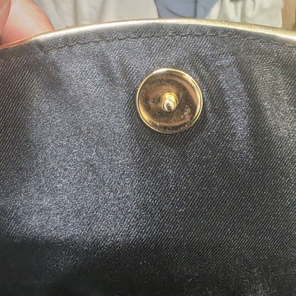 Victoria’s Secret Black Ruffle Shoulder Bag Gold Trim Y2K Clutch Purse Vintage