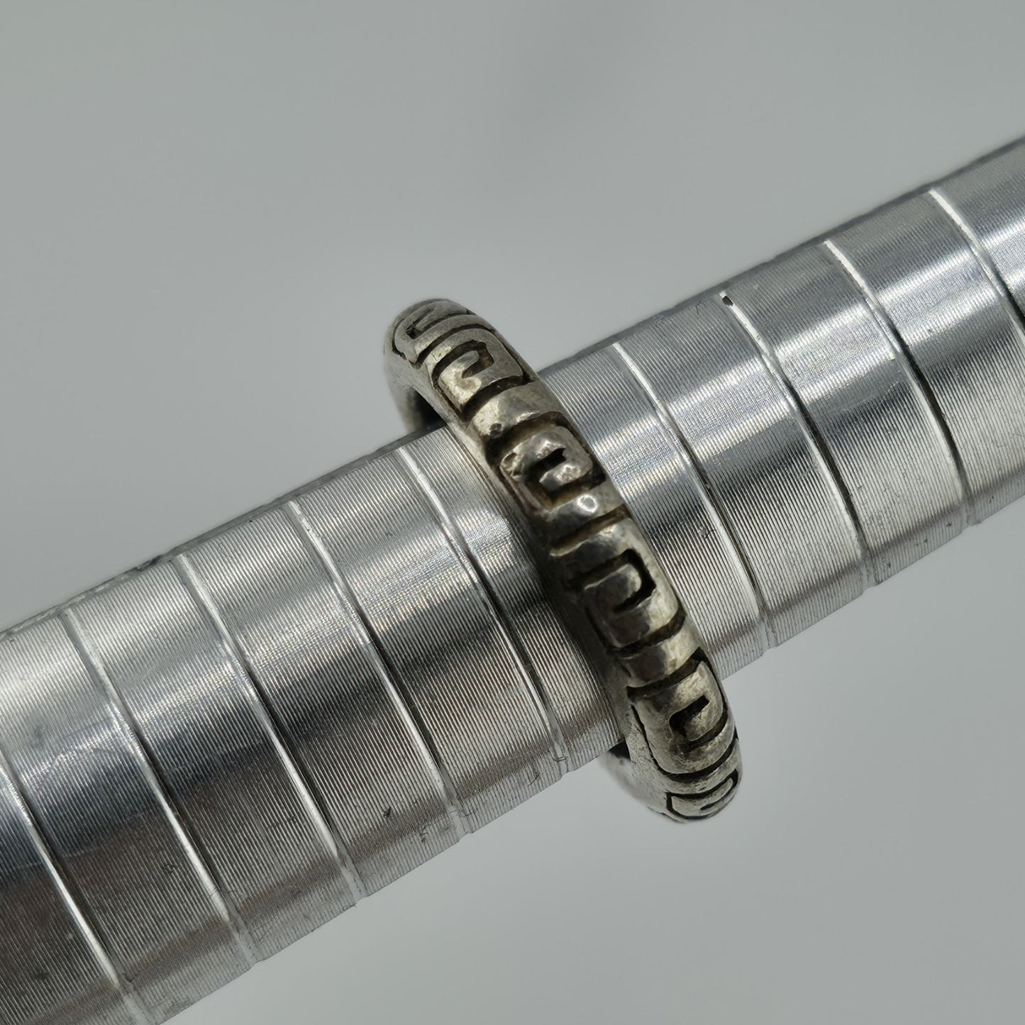 Vintage Mexico 925 Sterling Silver Greek Key Band Ring Size 5.5 6.2g