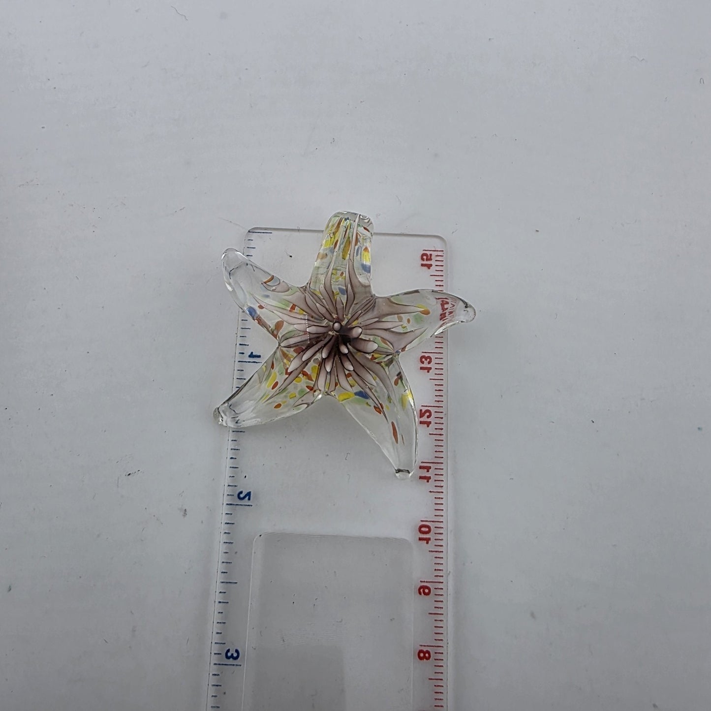 Art Glass Starfish Pendant Clear Multicolor Hand Blown Glass Decor Jewelry