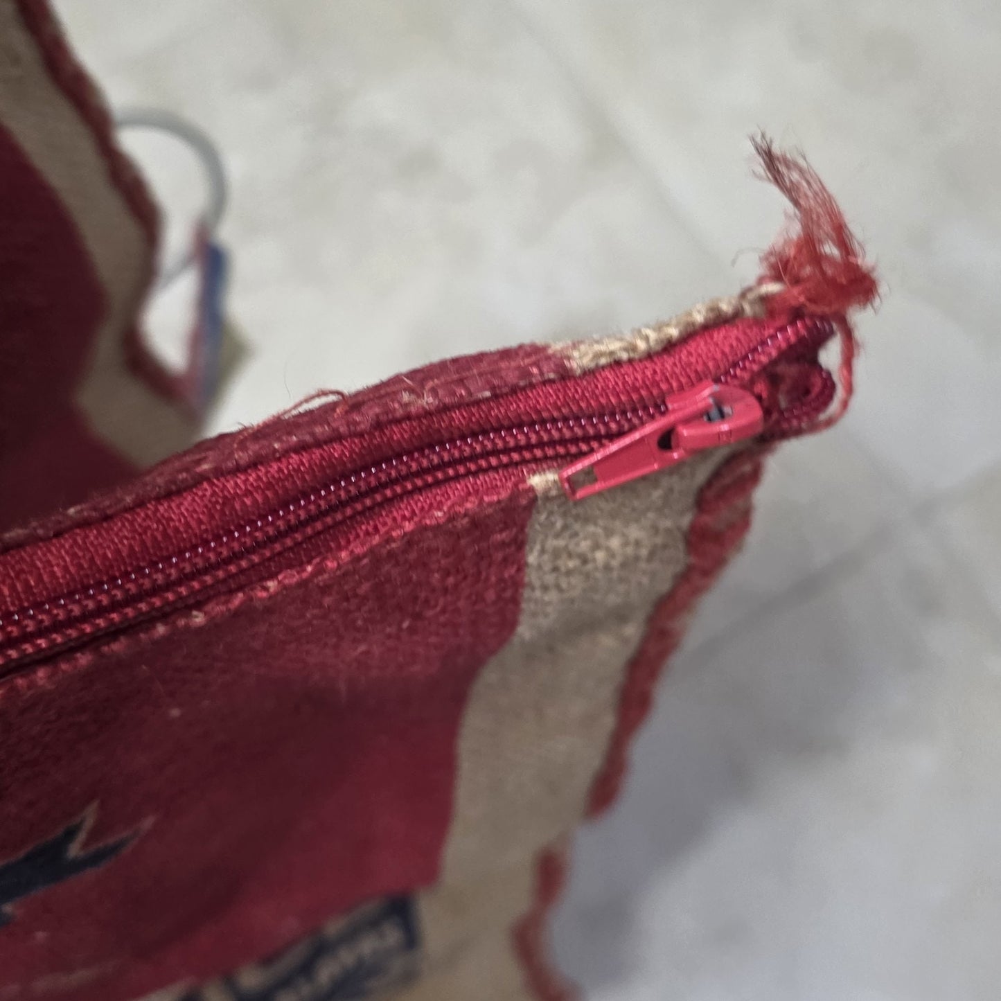 Royal Basmati Rice Burlap Tote Bag Upcycled Sack Reusable Market Bag Red
