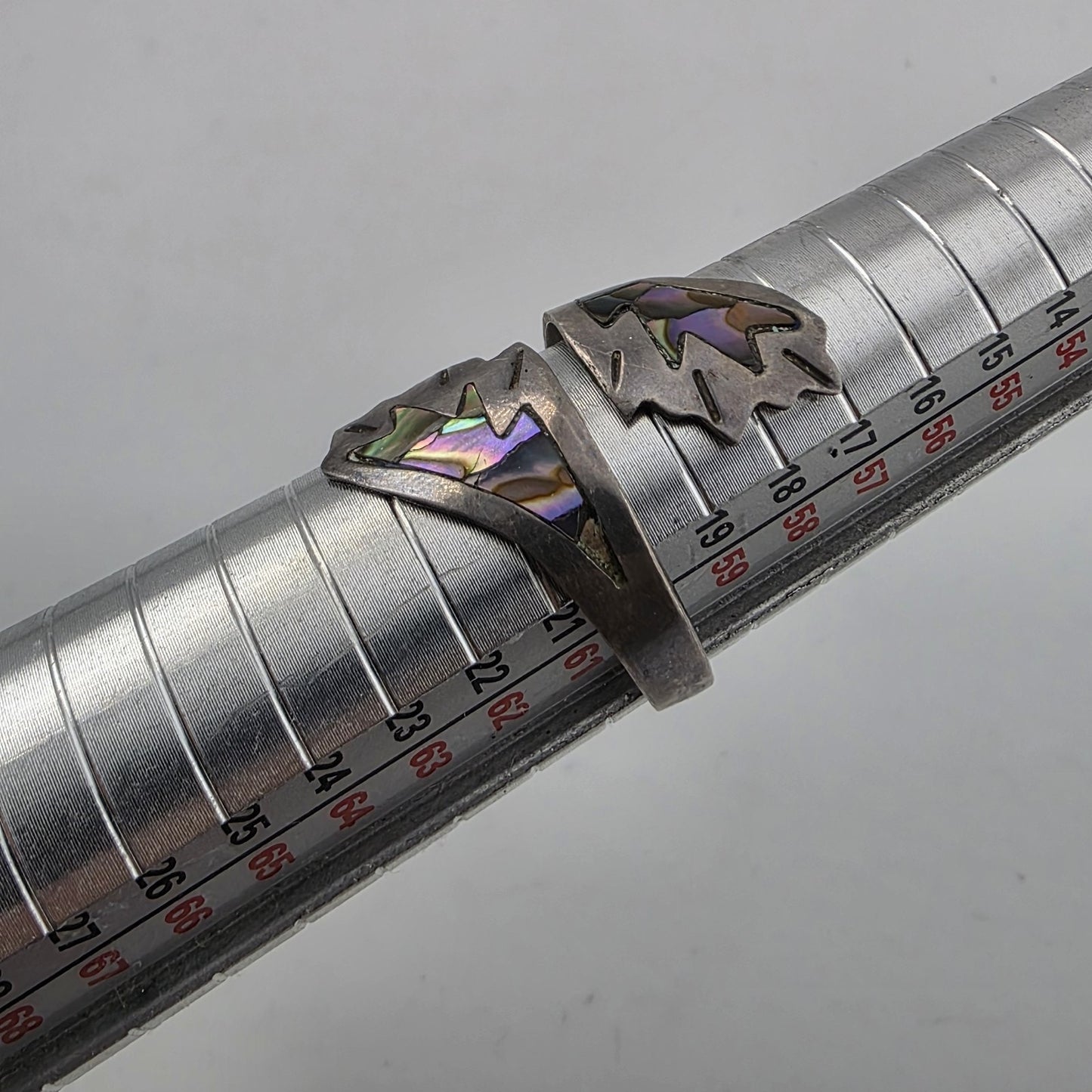 STERLING SILVER Ring ABALONE BYPASS Size 8 - 11 SIGNED APS VINTAGE MEXICAN