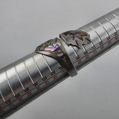 STERLING SILVER Ring ABALONE BYPASS Size 8 - 11 SIGNED APS VINTAGE MEXICAN
