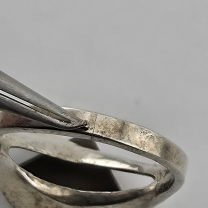 Vintage Sterling Silver Garnet Ring Size 3.5 Mid Century Modernist Geometric