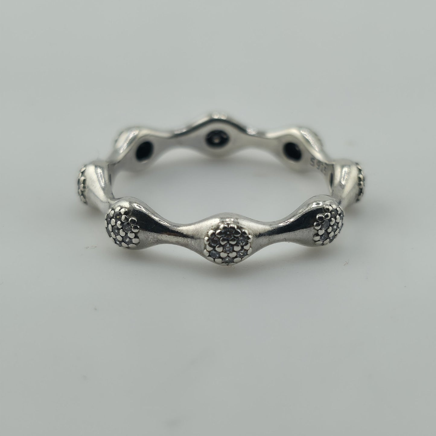 Pandora Pave LovePods Ring Size 9 Sterling Silver CZ Modern Designer 925 ALE