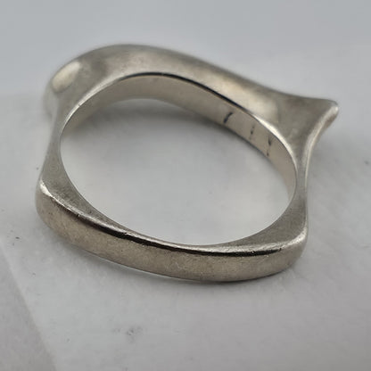 Vintage Modernist MCM Abstract Sterling Silver Ring Size 7 Unique Sculptural Ban