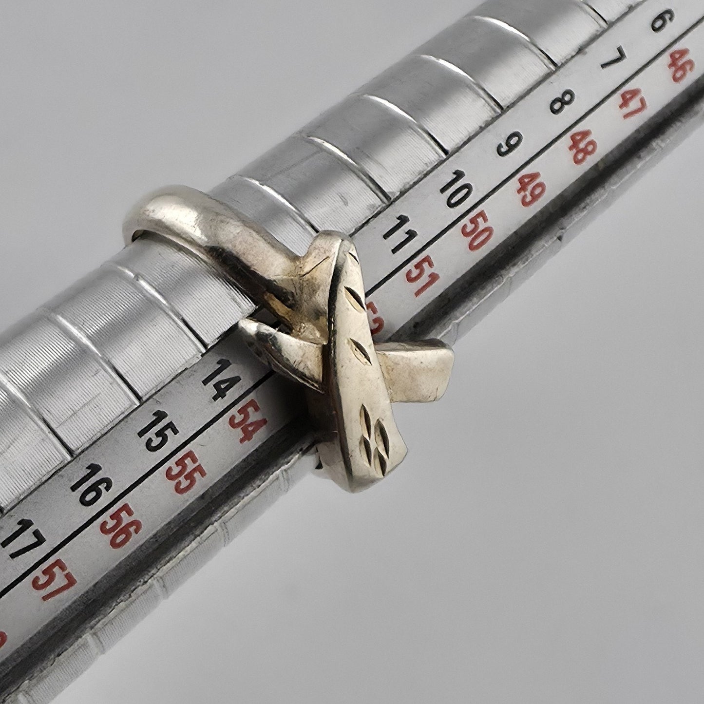 Sterling Silver Abstract Criss Cross Ring Size 6.5 Modern Geometric 925 Artisan