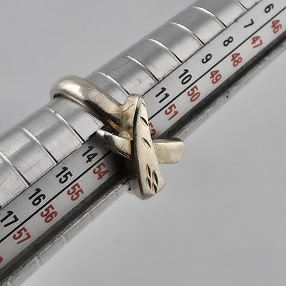 Sterling Silver Abstract Criss Cross Ring Size 6.5 Modern Geometric 925 Artisan