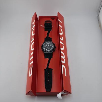 Swatch Destination NYC YVB402 Irony Chronograph Black Watch Box New