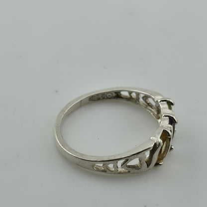 Sterling Silver 925 Avon Birthstone Ring Size 8.75 Vintage Colorful Dainty Stack