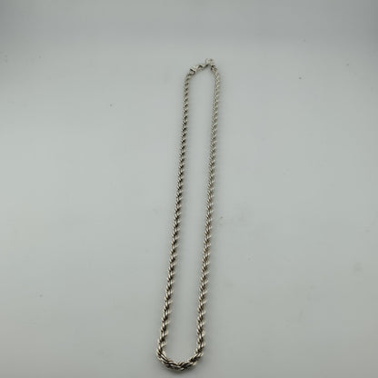 Solid Sterling Silver 925 Rope Chain Necklace 24” 47.2g Heavy Twist Link Italy