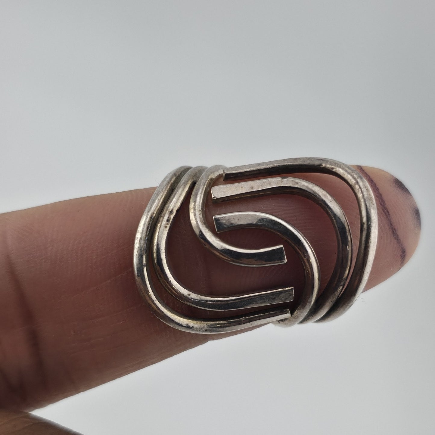 Vintage Sterling Silver Modernist Swirl Statement Ring Size 7.5 Abstract Design