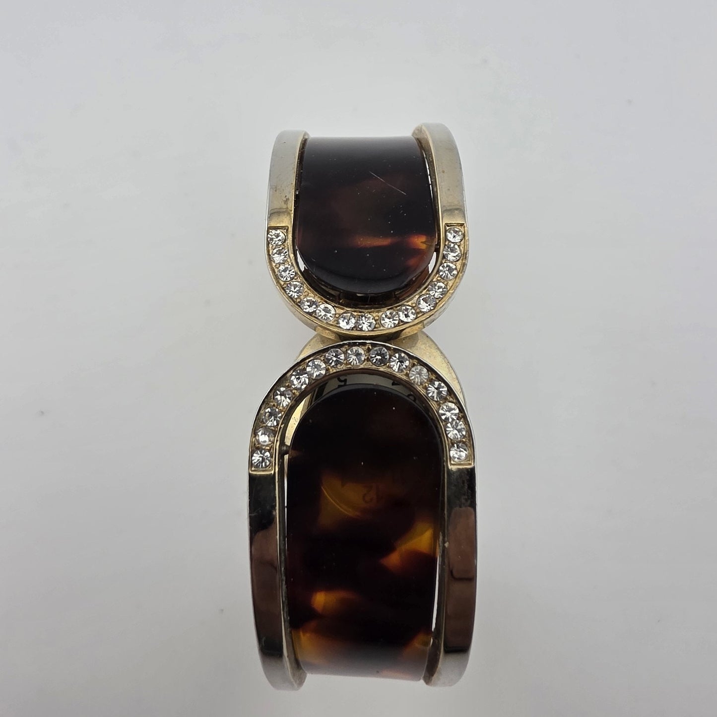 Sophie Tortoise Rhinestone Bangle Cuff Watch Gold Tone New Battery Size 6