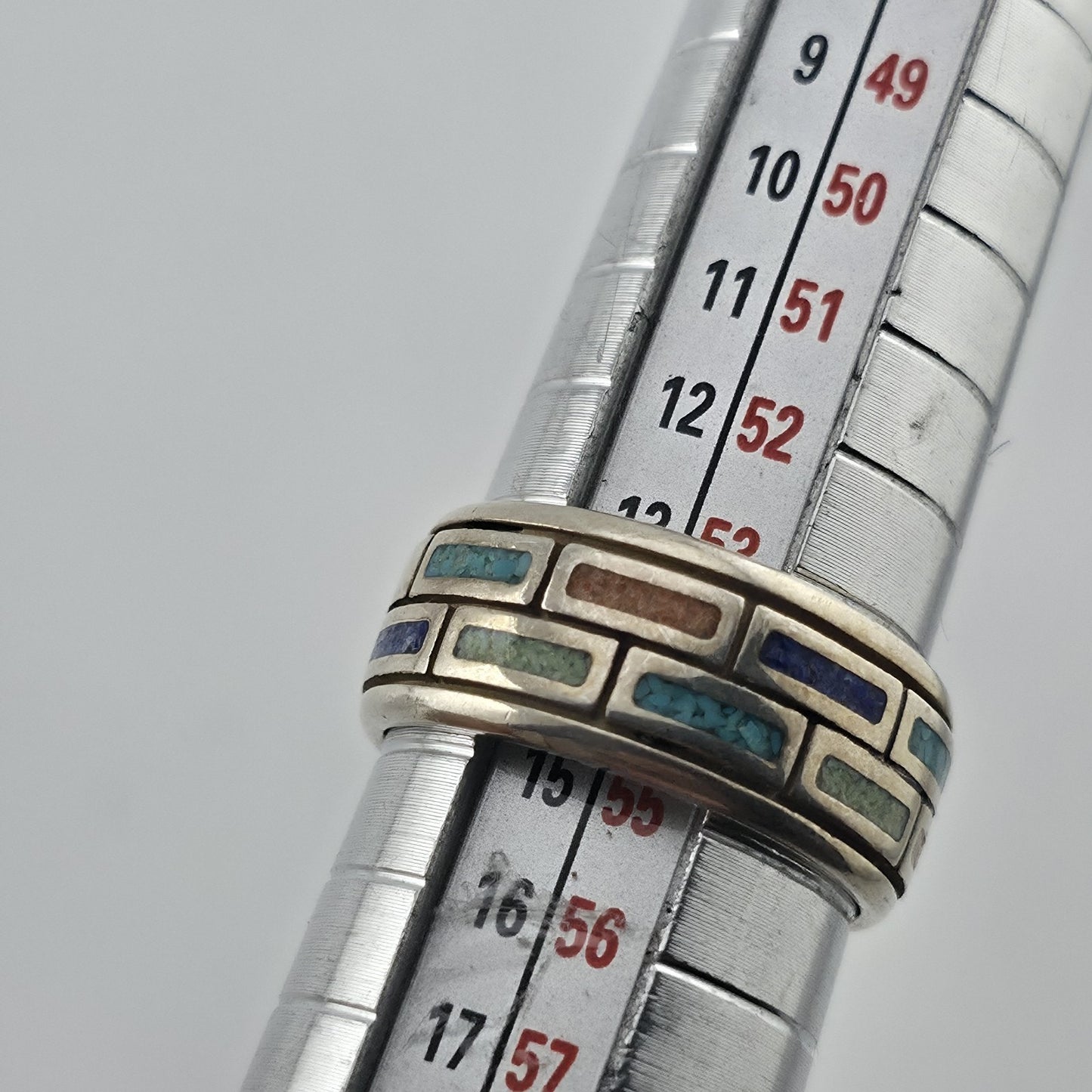 Waldeck Johnson 925 Sterling Silver Inlay Band Ring Size 7 Native American