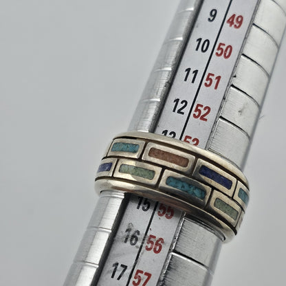 Waldeck Johnson 925 Sterling Silver Inlay Band Ring Size 7 Native American