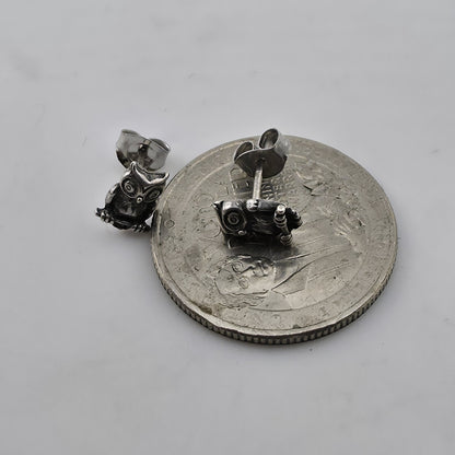 Vintage Sterling Silver Owl Stud Earrings 925 Tiny Bird Animal Jewelry