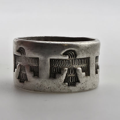 Vintage Bell Trading Post Navajo Thunderbird Ring Sterling Silver 925 Size 5