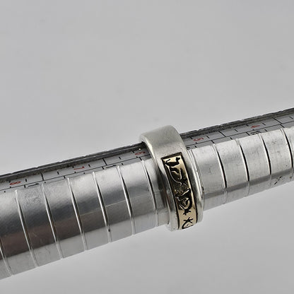 P Skeets Navajo Sterling Silver 14K Gold Kokopelli Band Ring Southwest Size 5.5