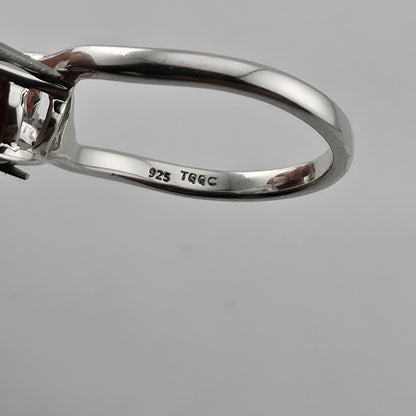 Sterling Silver Garnet Ring Two Stone Bypass Ring Minimalist Gemstone Ring Jewel