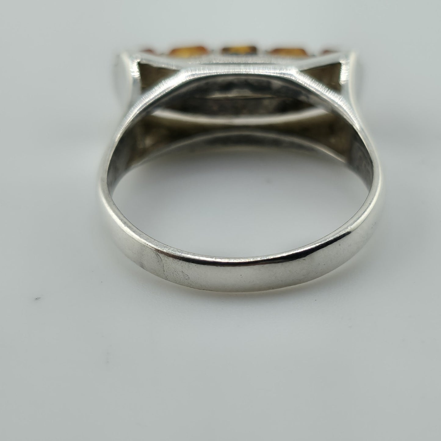 Vintage Baltic Amber Ring 925 Sterling Silver Poland Cognac Honey Sz 7.5