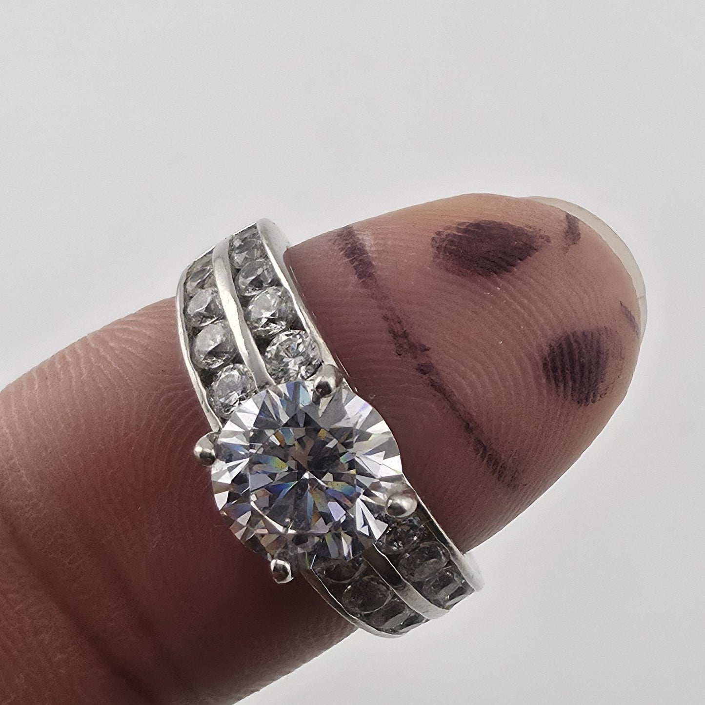 Sterling Silver CZ Bridal Ring Set Size 6.75 Wedding Engagement Set Jewelry