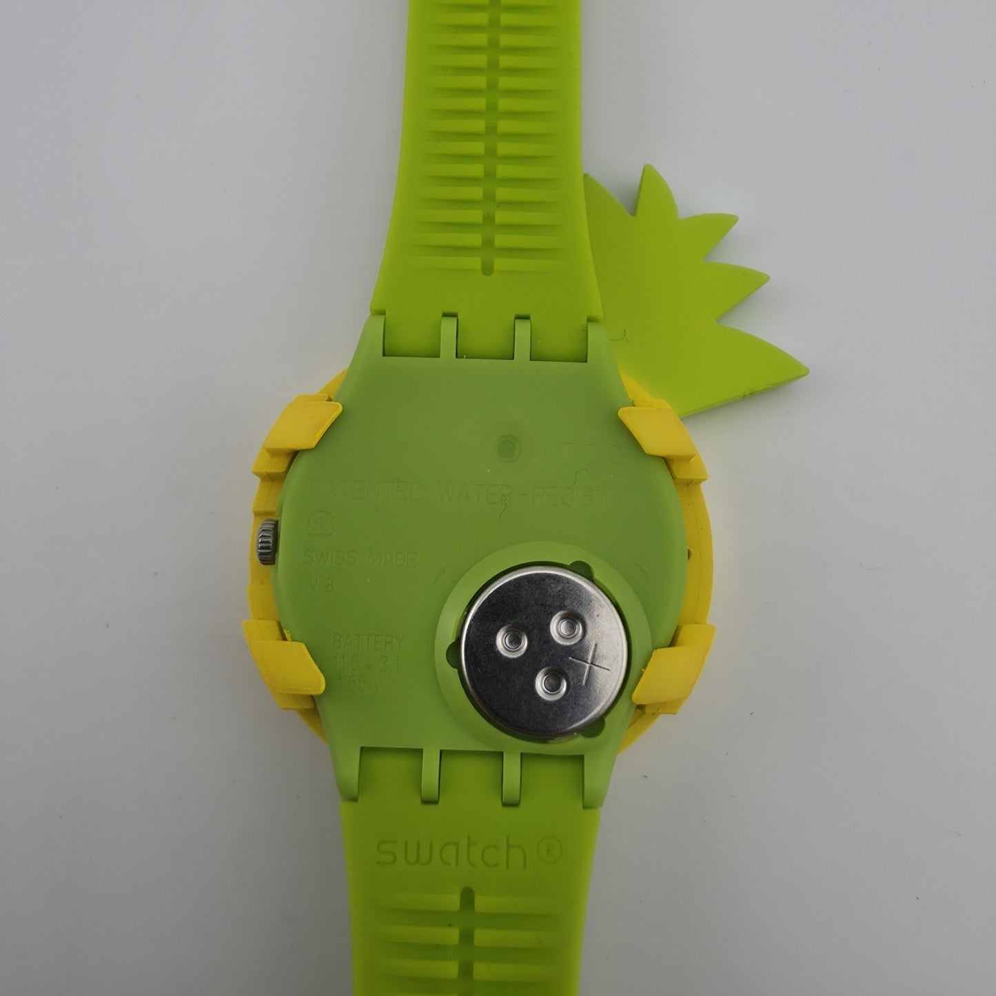 Swatch Originals Exotic Taste Pineapple Watch Green Strap Removable Bezel New