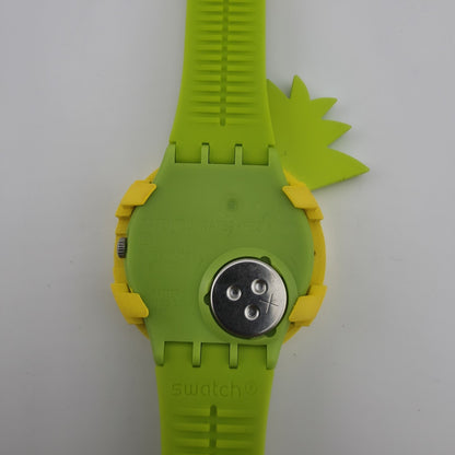 Swatch Originals Exotic Taste Pineapple Watch Green Strap Removable Bezel New