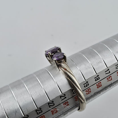 STERLING Silver RING 3 AMETHYST STONES Twist Band SZ 9 NF