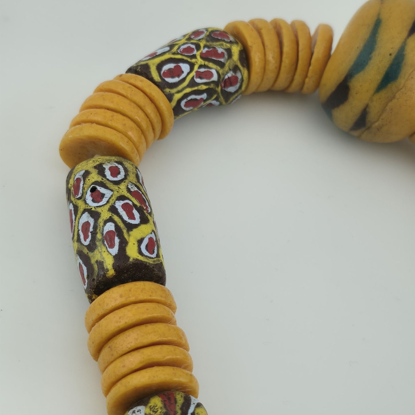 Handmade African Trade Bead & Lampwork Glass Pendant Necklace – 17" Drop Boho