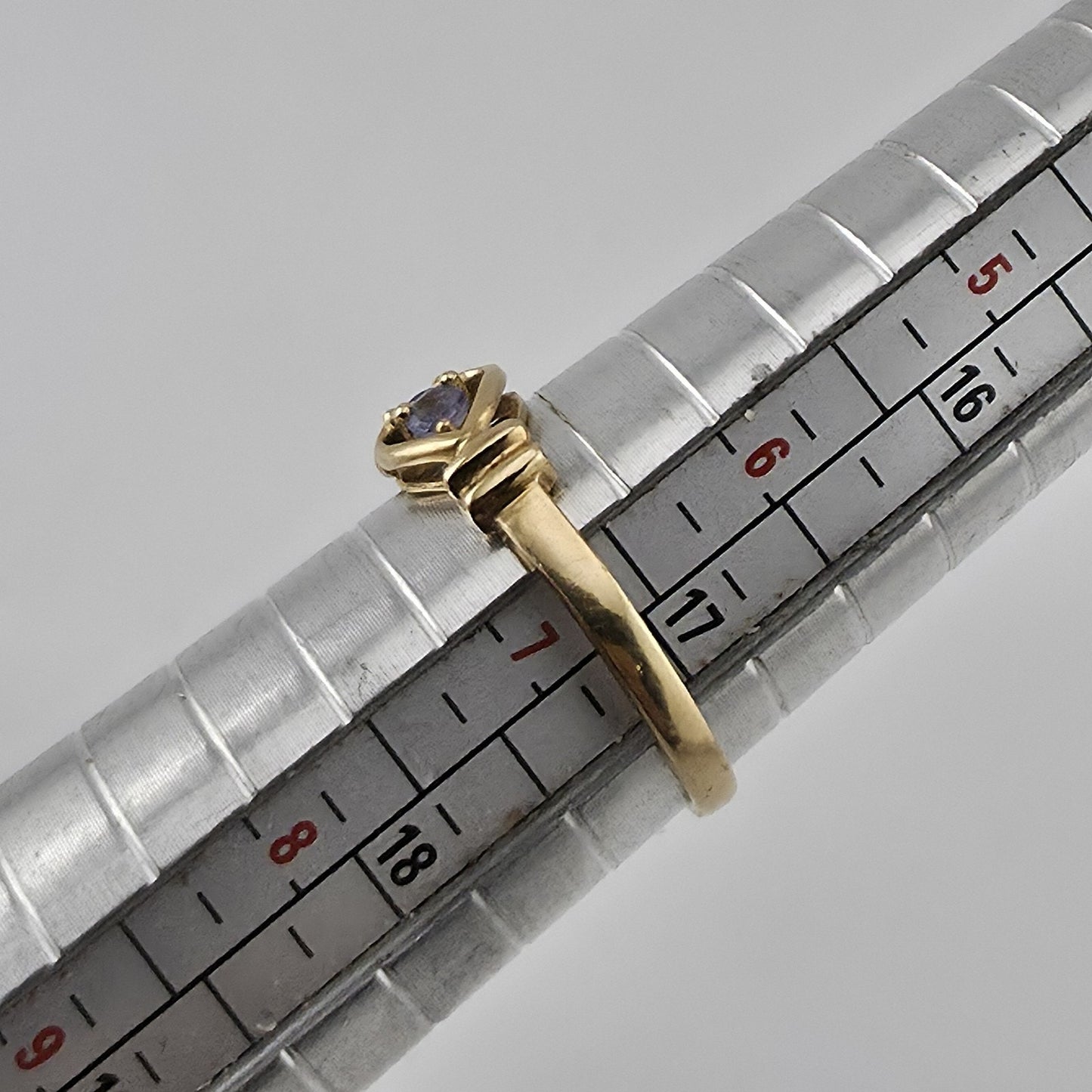 10K Yellow Gold Heart Ring Amethyst Purple Stones Vintage Size 6.75