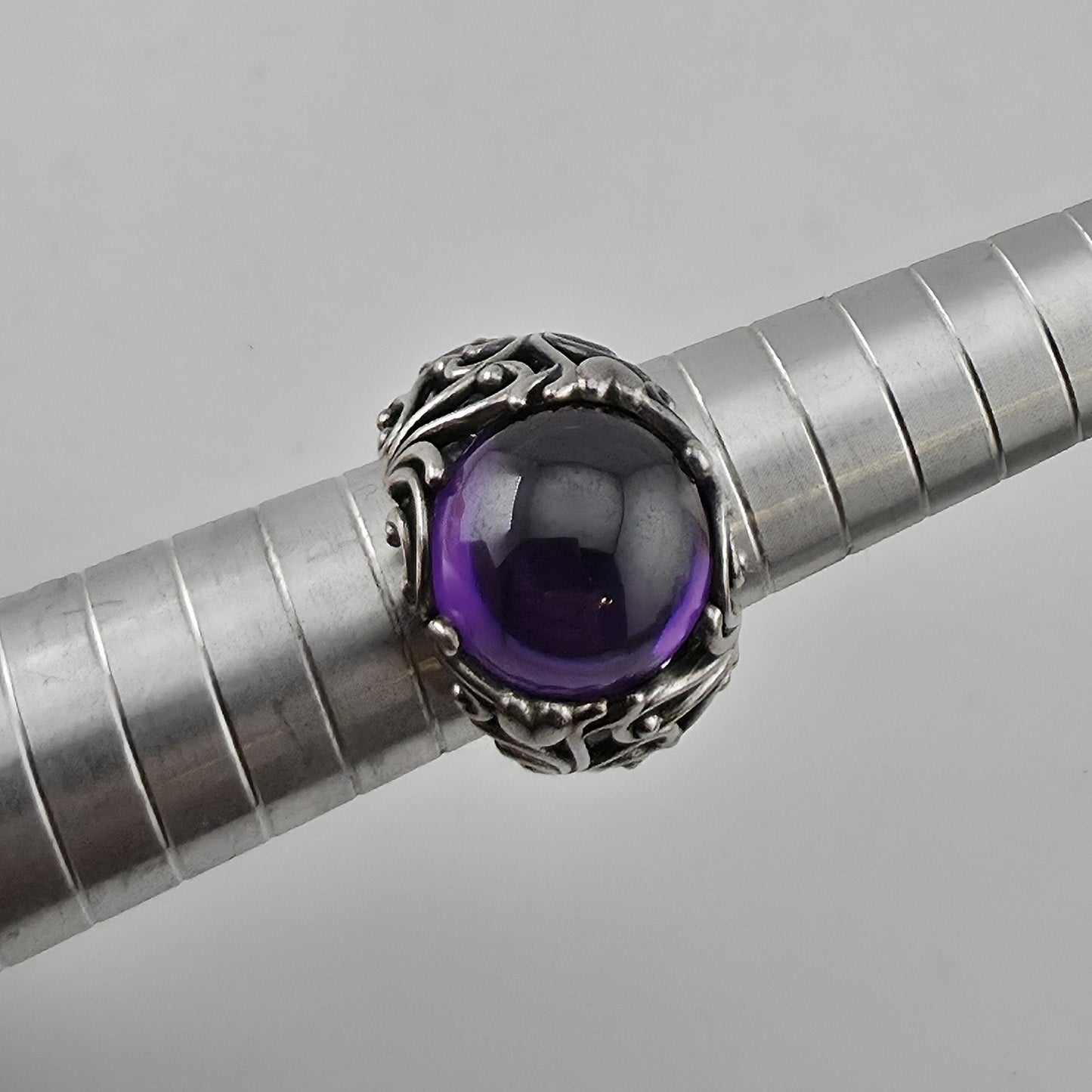 PANDORA Regal Dazzling Beauty Purple CZ Cabochon Sterling Silver Ring Sz 6