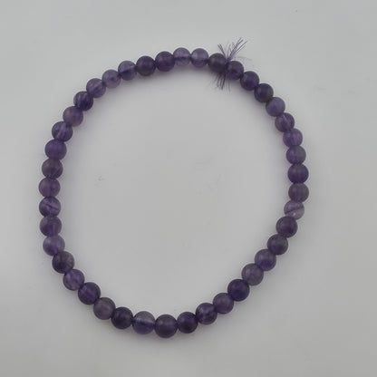 Vintage Amethyst Beaded Stretch Bracelet 4.48mm Purple Gemstone 6.75" Jewelry