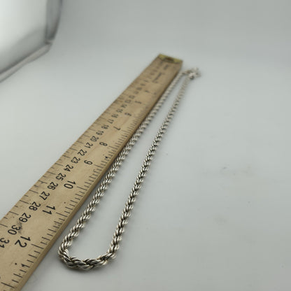 Solid Sterling Silver 925 Rope Chain Necklace 24” 47.2g Heavy Twist Link Italy