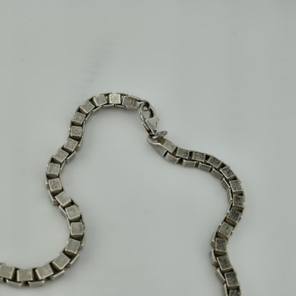 Sterling Silver 925 Box Chain Necklace 24” 4.4mm 65.4g Vintage Italy Patina