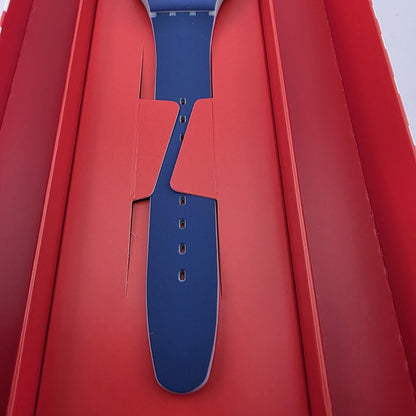 Swatch Blue Layered SUOS403 Quartz Blue Dial Watch New in Box Reverse strap 2019