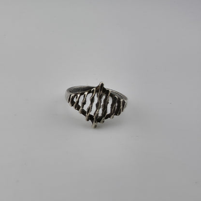 Vintage 925 Sterling Silver Modernist Openwork Ring Size 5.5 Patina