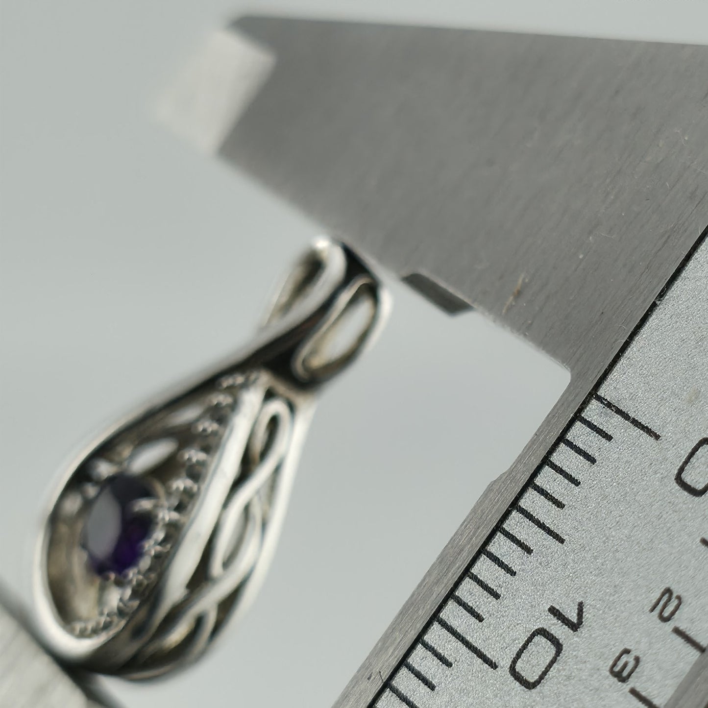 Sterling Silver 925 Purple Stone Teardrop Pendant CZ Accent SAI Modern