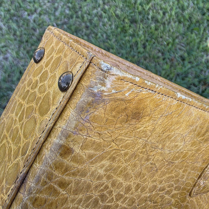 Vintage Saks Fifth Avenue Yellow Exotic Leather Handbag 1950s France Mid Century