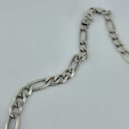 Sterling Silver Figaro Link Chain Necklace 52.9g 26 inches Italy 925 Vintage