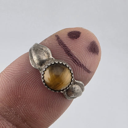 Vintage Native American Sterling Silver Tiger's Eye Ring Size 5.75 Crack in Band
