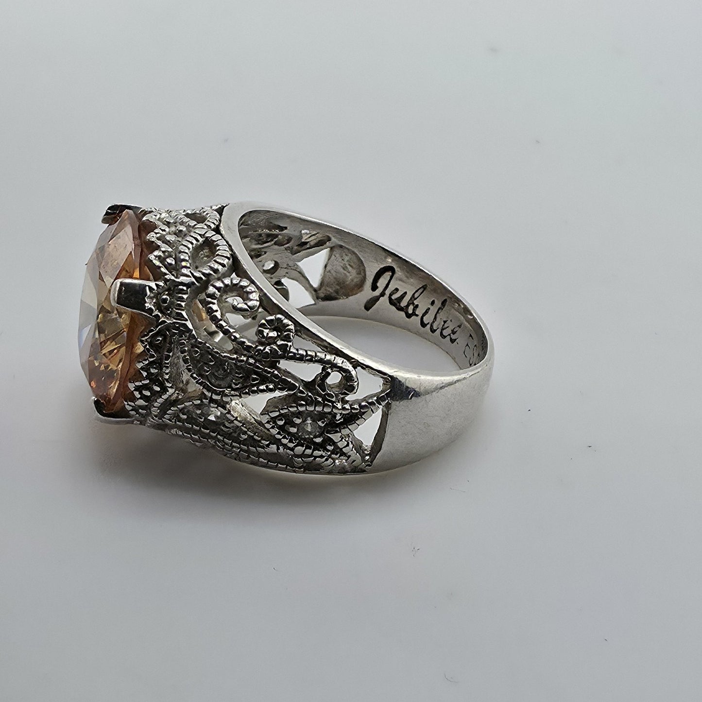 Esposito ESPO Ring Sterling 925 Silver Jubilee Champagne CZ Size 6 Vintage