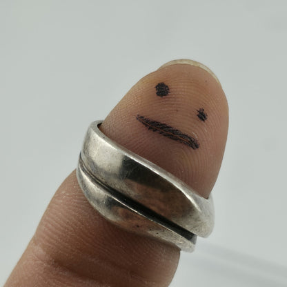 Vintage Sterling Silver Abstract Ring Size 7 Modernist Wide Band 925