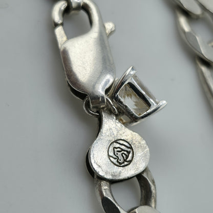 Sterling Silver Figaro Link Chain Necklace 52.9g 26 inches Italy 925 Vintage