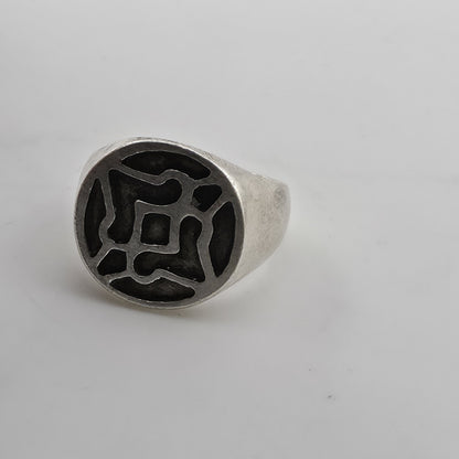 Vintage Sterling Silver Modernist Ring Mid-Century Size 8 Abstract