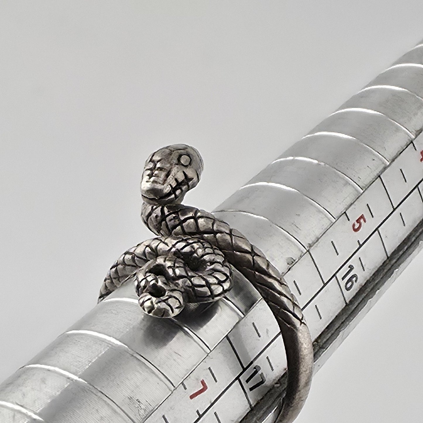 925 Sterling Silver Snake Ring Adjustable Coiled Serpent Wrap Vintage