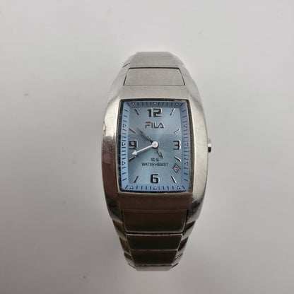Fila Women’s Silver Tone Blue Dial Watch Stainless Steel New Battery Size 5.5