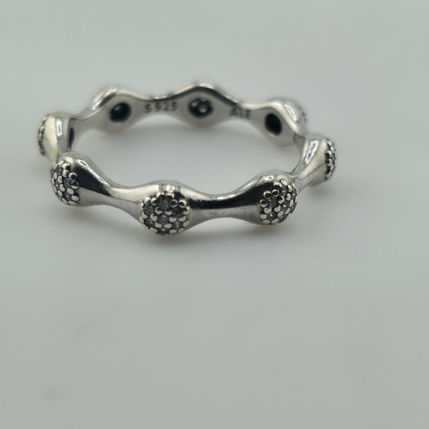 Pandora Pave LovePods Ring Size 9 Sterling Silver CZ Modern Designer 925 ALE